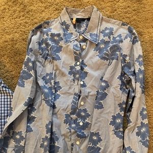 Two Button Down Patterned Blouses Size Large